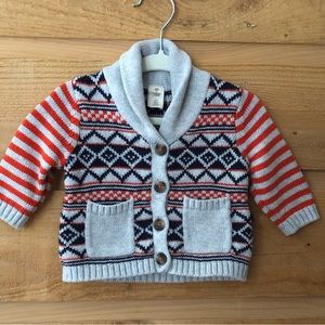 Tucker + Tate cashmere blend boys sweater size 3 Months red / navy / gray